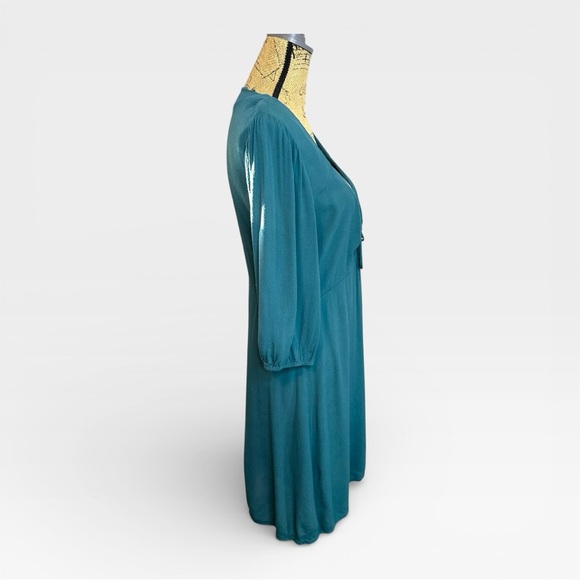 🌻 Monk & Lou Teal Pullover Dress with Front Tie #510 - Picture 3 of 11